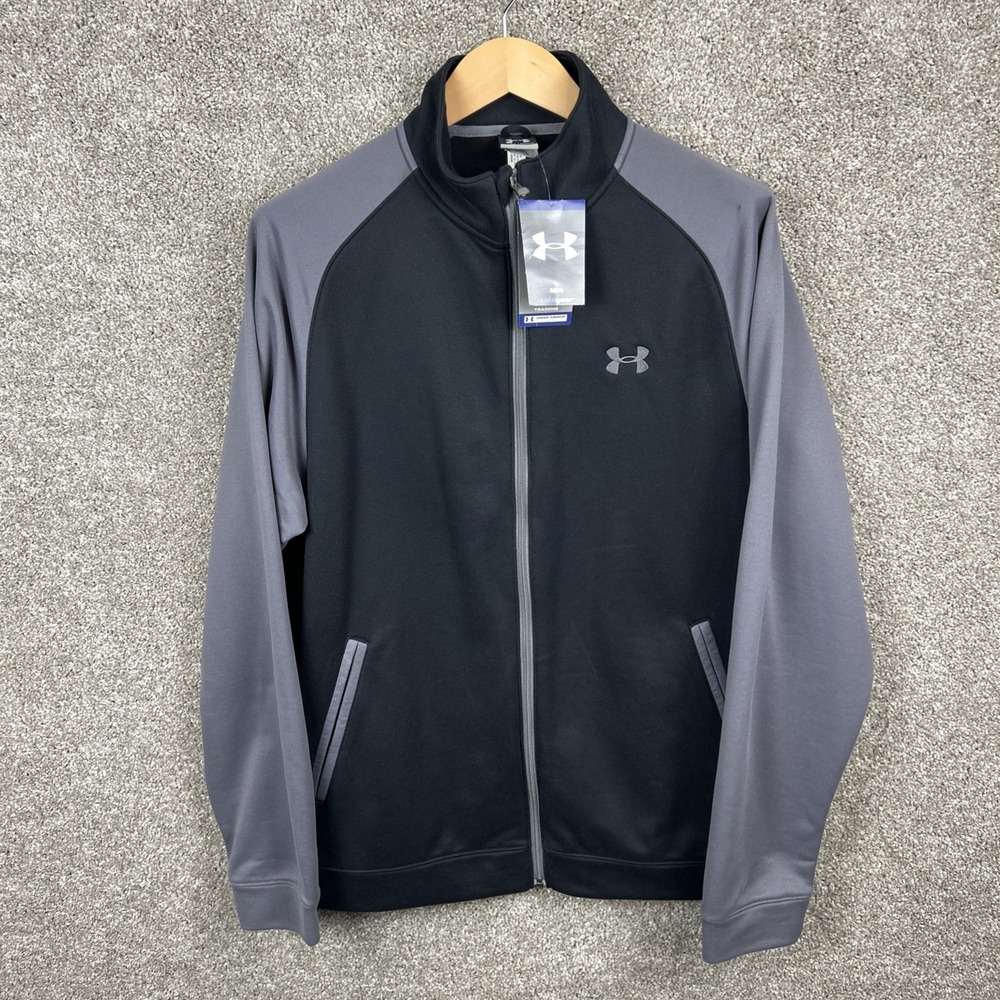 Under Armour Cold Gear Training Full Zip Performance Men's Large NEW Gray Black